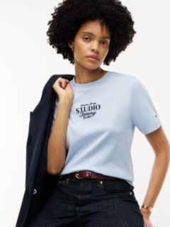 Logo Interlock Knit Crew Neck T-Shirt — Blue 3