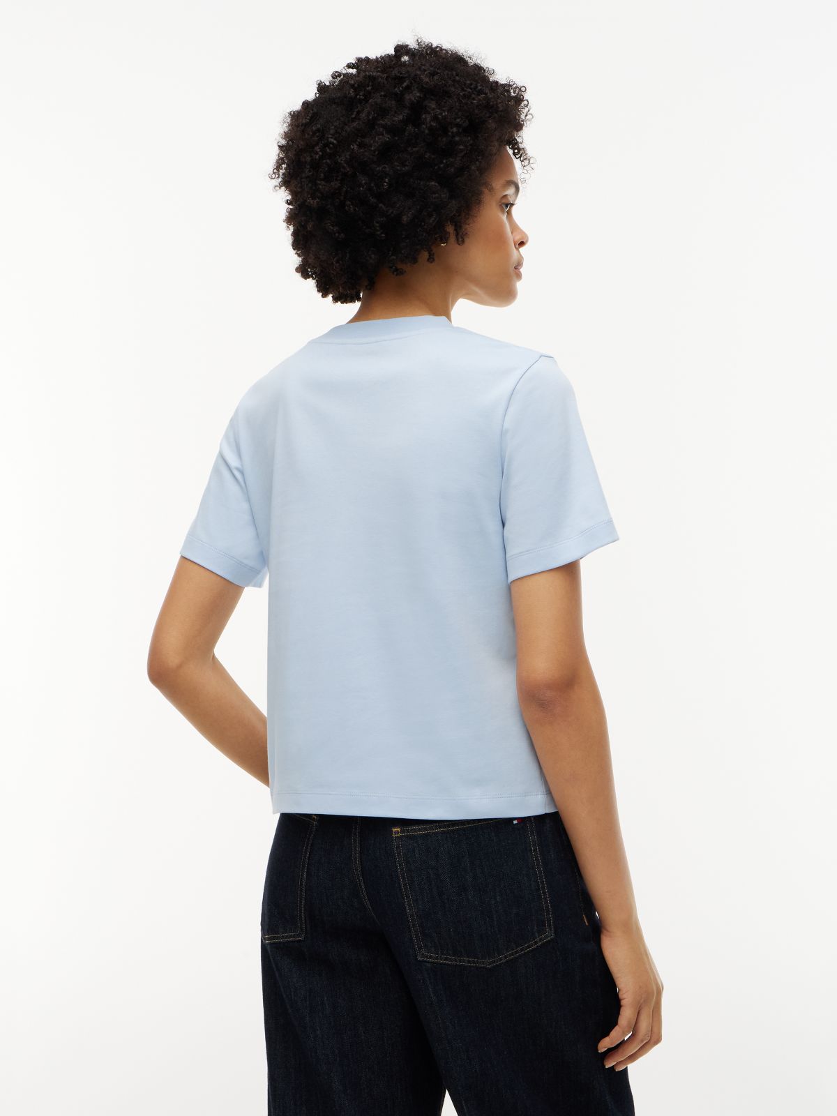 Logo Interlock Knit Crew Neck T-Shirt — Blue