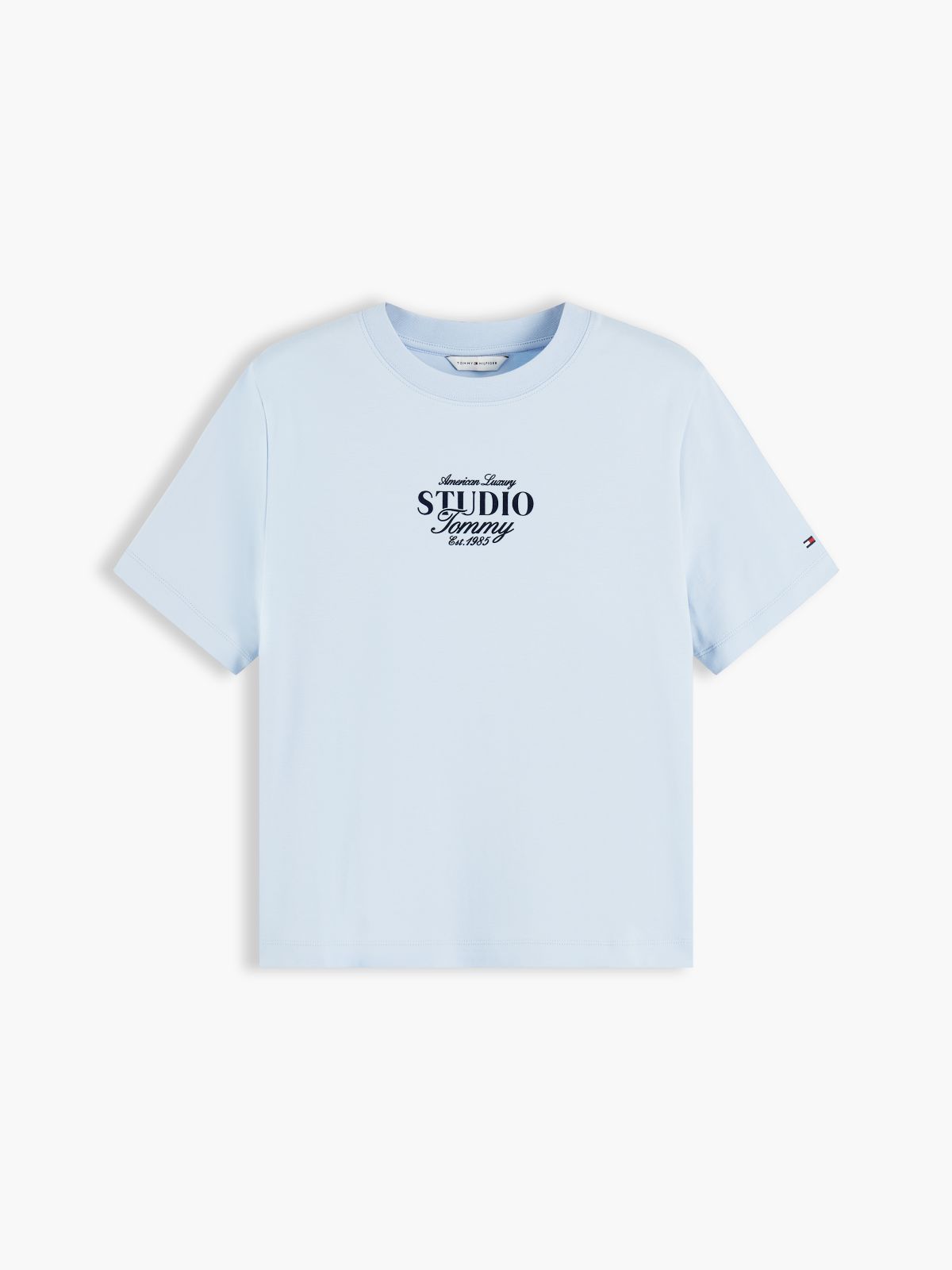 Logo Interlock Knit Crew Neck T-Shirt — Blue