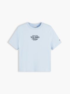 Logo Interlock Knit Crew Neck T-Shirt — Blue 5