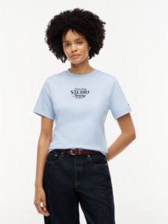 Logo Interlock Knit Crew Neck T-Shirt — Blue 1