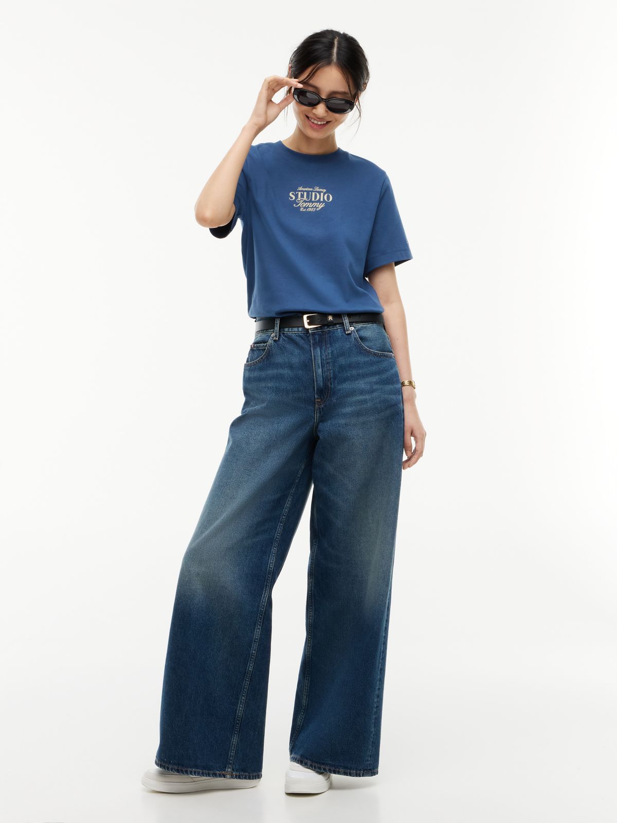 Logo Interlock Knit Crew Neck T-Shirt — Blue