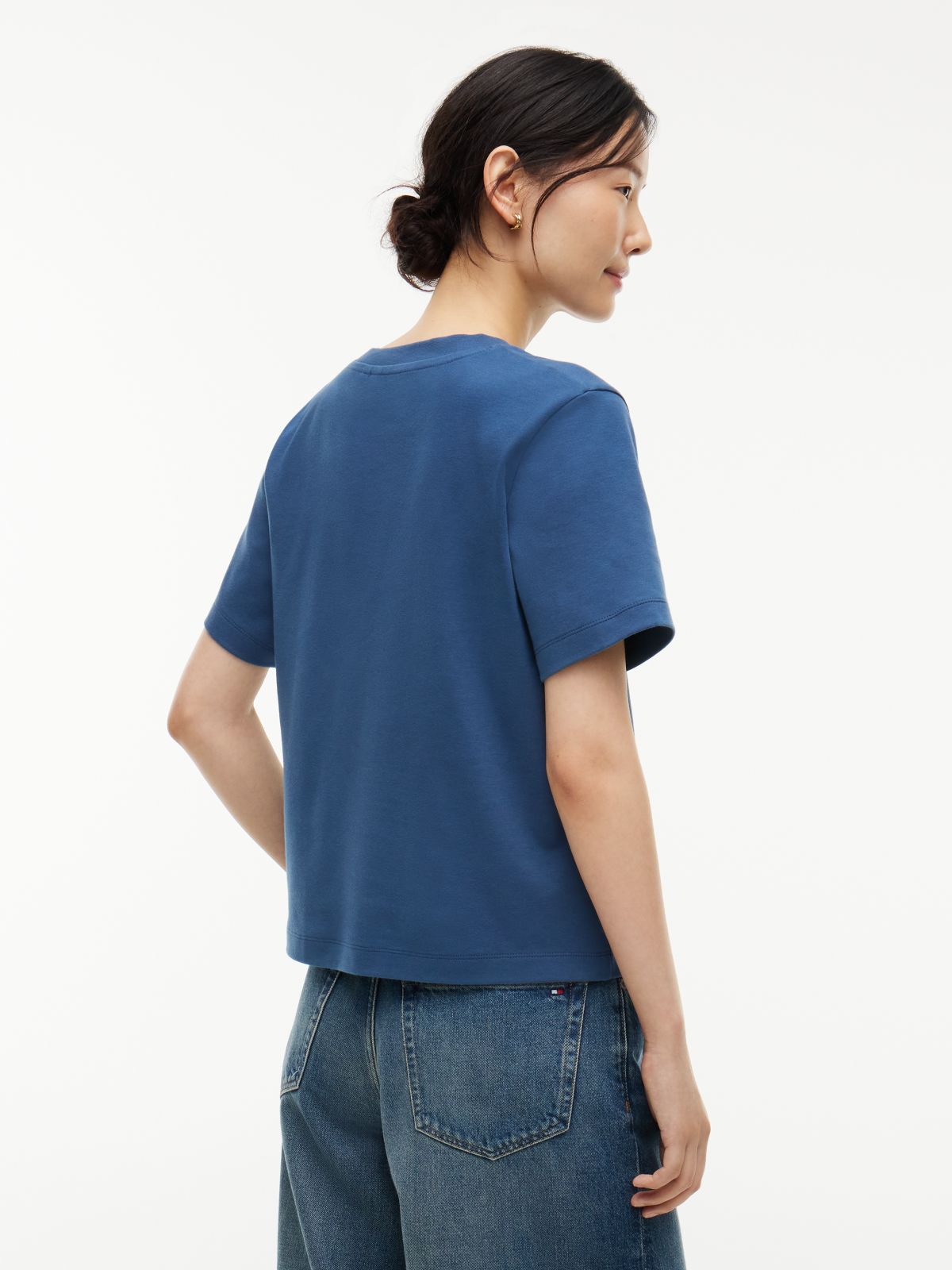 Logo Interlock Knit Crew Neck T-Shirt — Blue