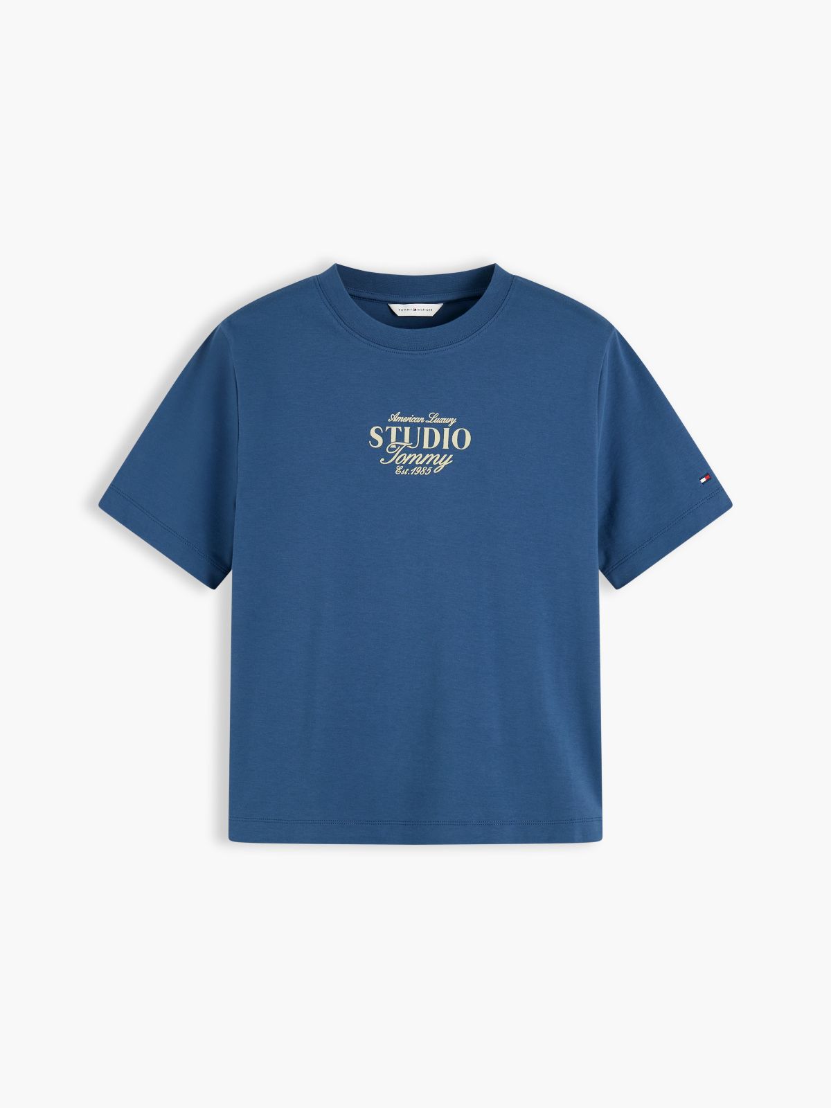 Logo Interlock Knit Crew Neck T-Shirt — Blue
