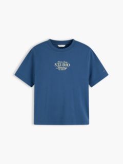 Logo Interlock Knit Crew Neck T-Shirt — Blue 5