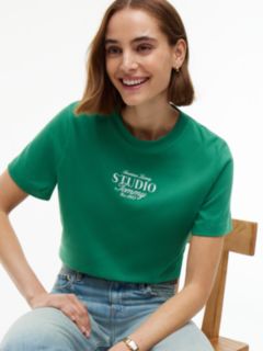 Logo Interlock Knit Crew Neck T-Shirt — Green 3