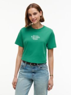 Logo Interlock Knit Crew Neck T-Shirt — Green 1
