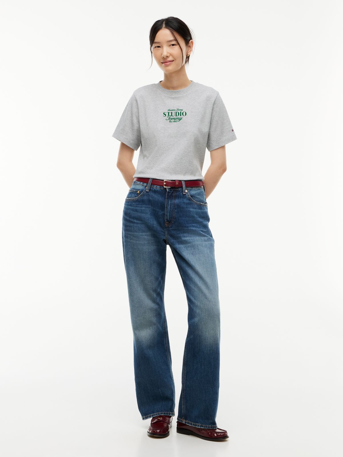 Logo Interlock Knit Crew Neck T-Shirt — Grey