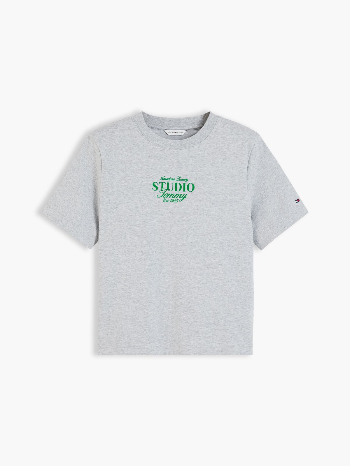 Logo Interlock Knit Crew Neck T-Shirt — Grey