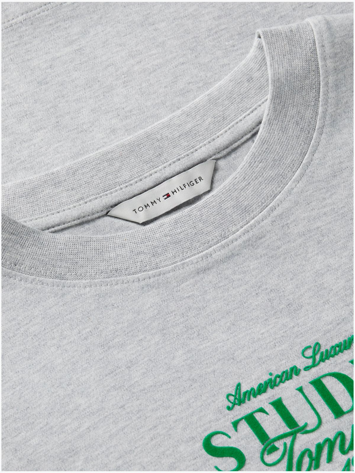 Logo Interlock Knit Crew Neck T-Shirt — Grey