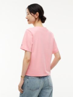 Logo Interlock Knit Crew Neck T-Shirt — Pink 4