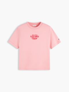 Logo Interlock Knit Crew Neck T-Shirt — Pink 5