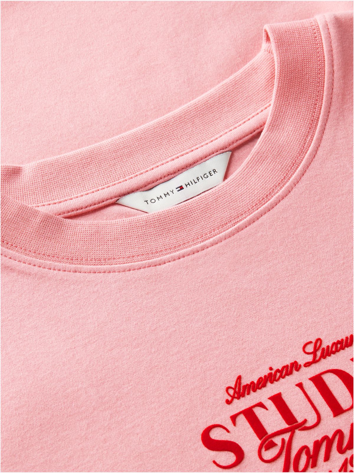 Logo Interlock Knit Crew Neck T-Shirt — Pink