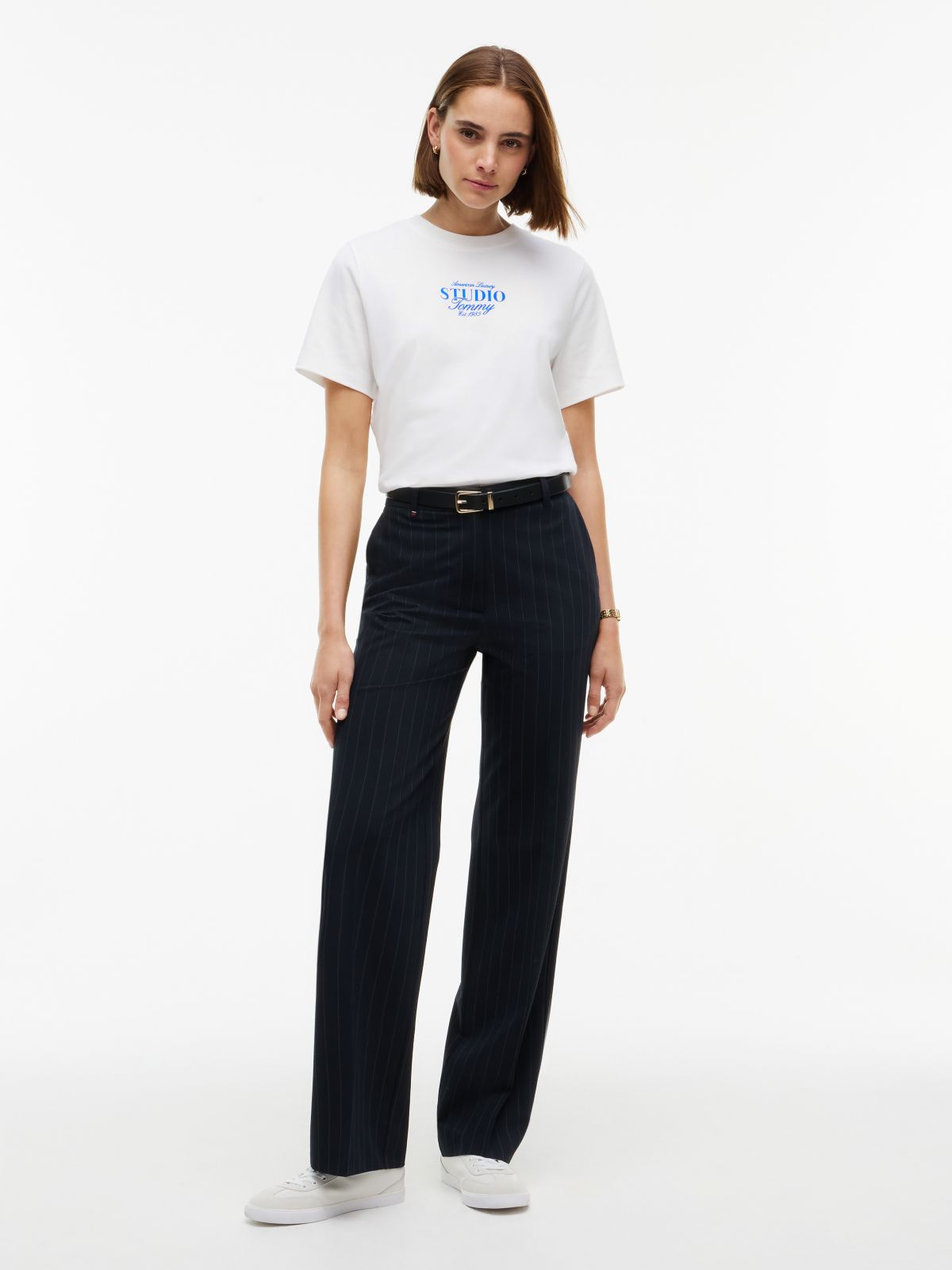 Logo Interlock Knit Crew Neck T-Shirt — White