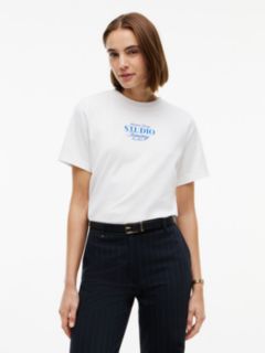 Logo Interlock Knit Crew Neck T-Shirt — White 1
