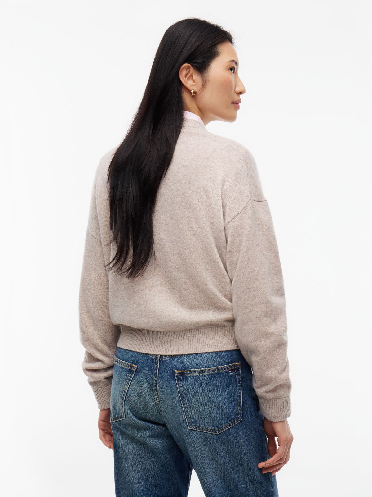 Slim Wool Blend Cardigan With Cashmere — Brown