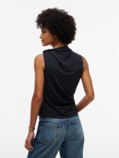 Crepe Slim Twist Sleeveless Top — Black 4