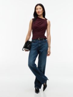 Crepe Slim Twist Sleeveless Top — Red 2