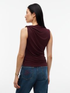 Crepe Slim Twist Sleeveless Top — Red 4
