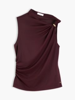 Crepe Slim Twist Sleeveless Top — Red 5