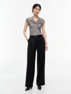 V-Neck Knot Front Cap Sleeve Top — Grey 2