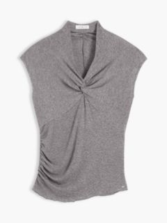 V-Neck Knot Front Cap Sleeve Top — Grey 5