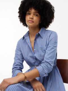 Belted Midi Shirt Dress — Blue 2