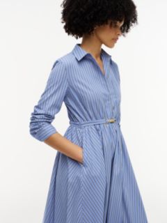 Belted Midi Shirt Dress — Blue 3