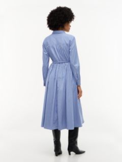 Belted Midi Shirt Dress — Blue 4