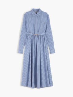 Belted Midi Shirt Dress — Blue 5