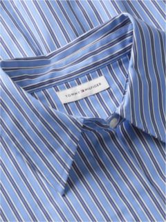 Belted Midi Shirt Dress — Blue 6