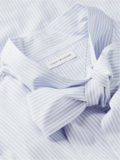 Tie Neck Logo Embroidery Poplin Shirt — White 6
