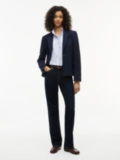 Ruffle Collar Yarn Dyed Oxford Shirt — Blue 2
