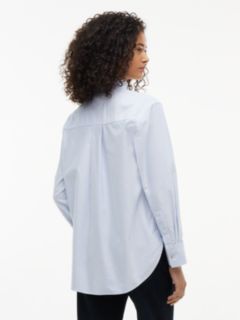 Ruffle Collar Yarn Dyed Oxford Shirt — Blue 4
