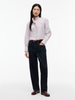 Ruffle Collar Yarn Dyed Oxford Shirt — White 2