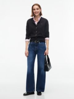 Slim Gold-Tone Button Jersey Cardigan — Black 2