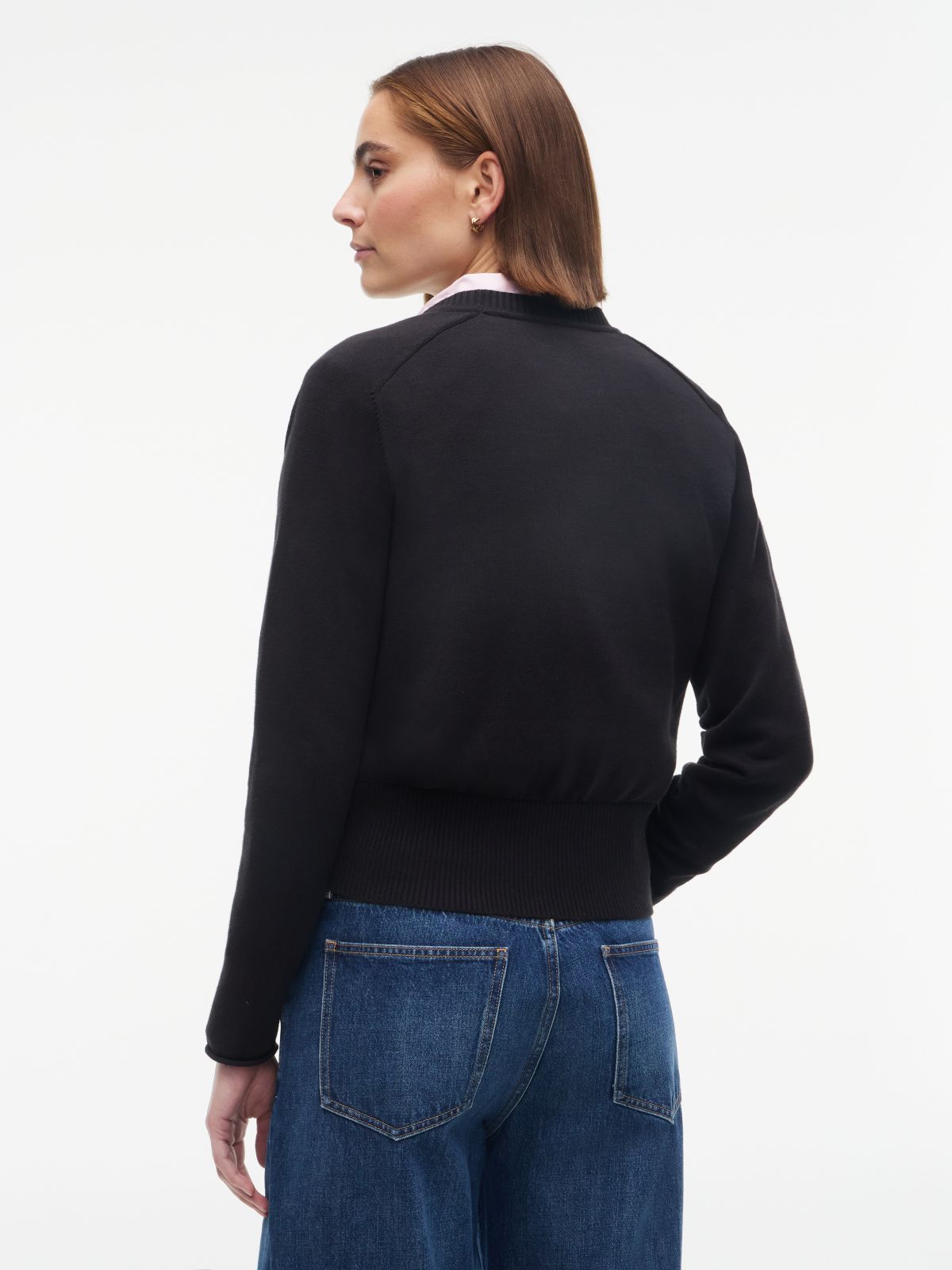 Slim Gold-Tone Button Jersey Cardigan — Black