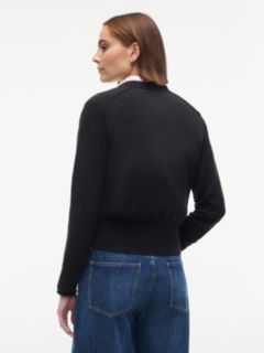 Slim Gold-Tone Button Jersey Cardigan — Black 4
