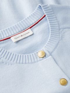 Slim Gold-Tone Button Jersey Cardigan — Blue 6
