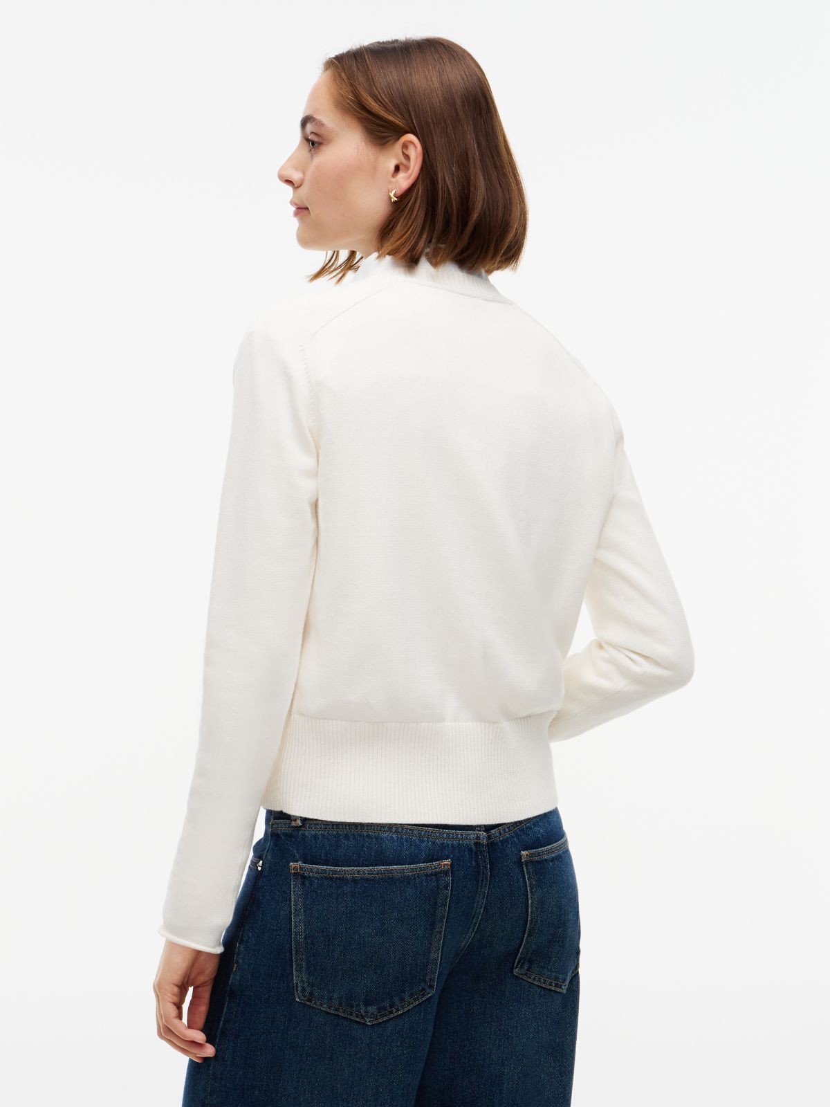 Slim Gold-Tone Button Jersey Cardigan — Yellow