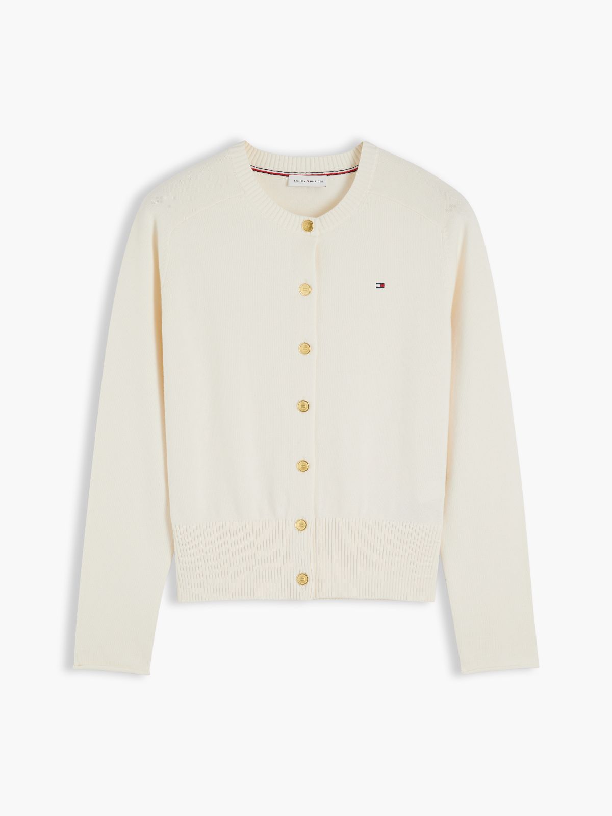 Slim Gold-Tone Button Jersey Cardigan — Yellow