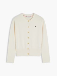 Slim Gold-Tone Button Jersey Cardigan — Yellow 5