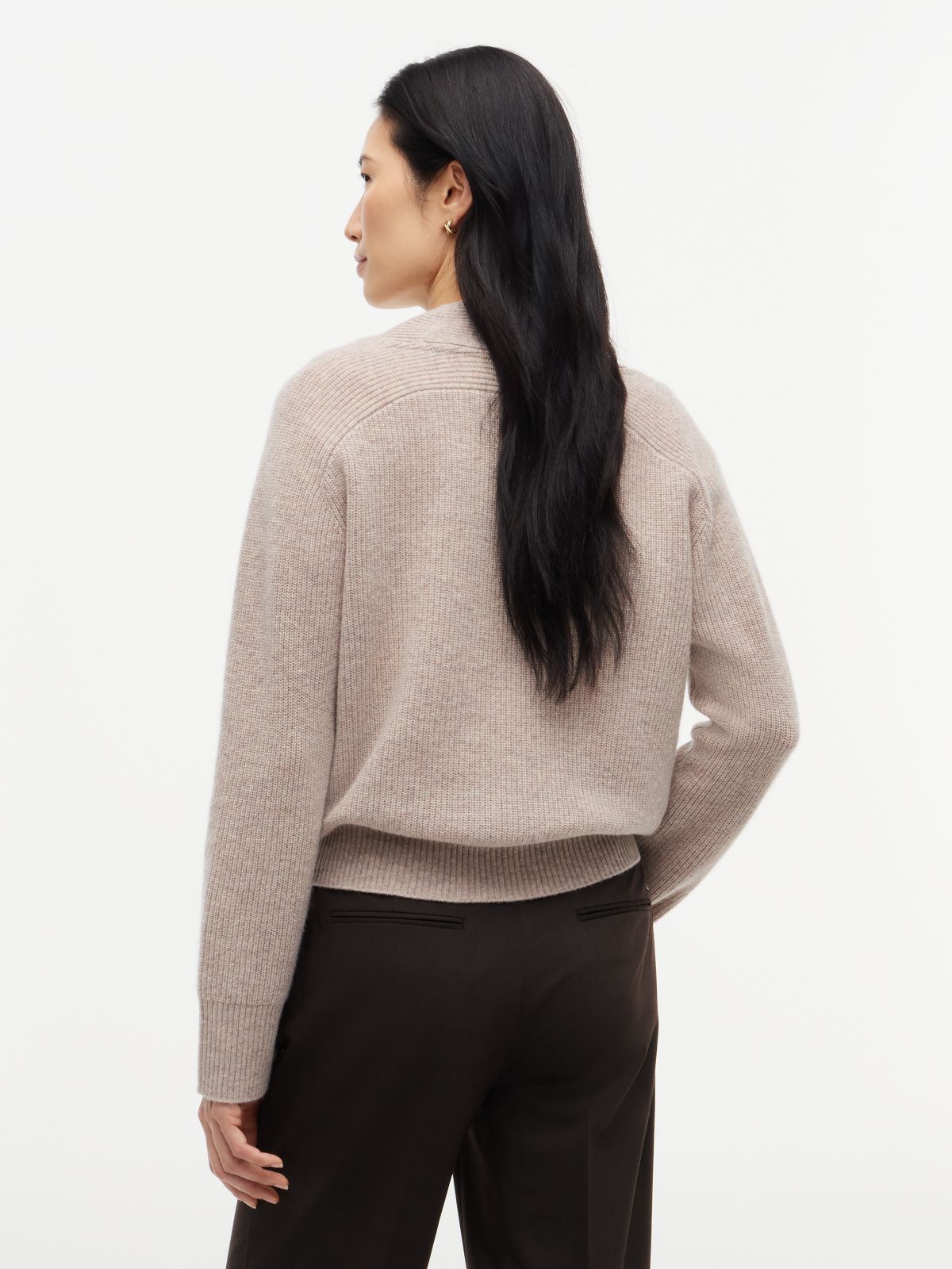 Pure Wool V-Neck Jumper — Brown