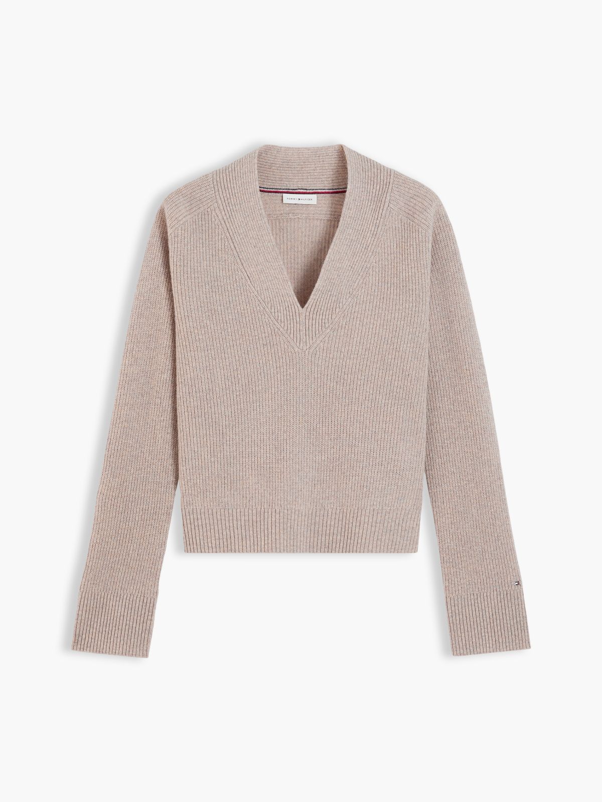 Pure Wool V-Neck Jumper — Brown