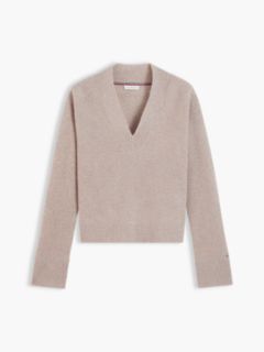 Pure Wool V-Neck Jumper — Brown 5