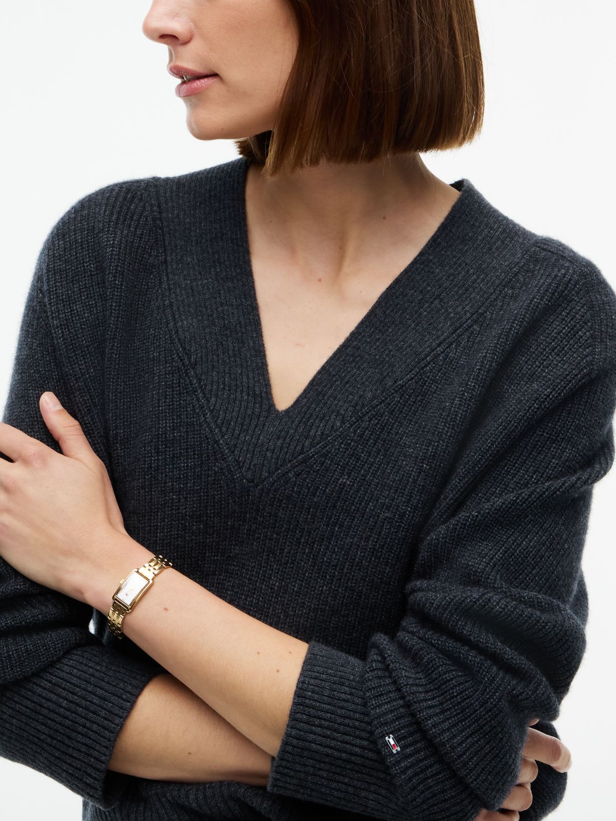Pure Wool V-Neck Jumper — Grey