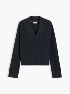 Pure Wool V-Neck Jumper — Grey 5