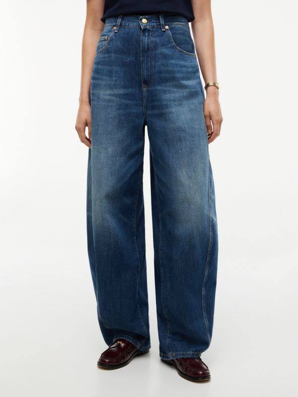 High Rise Loose Balloon Jeans — Denim