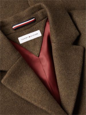 brown wool blend slim single breasted coat for women tommy hilfiger