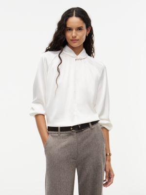 white luźna bluzka z krepy z nadrukiem łańcucha dla kobiety - tommy hilfiger